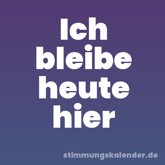 Ich bleibe heute hier