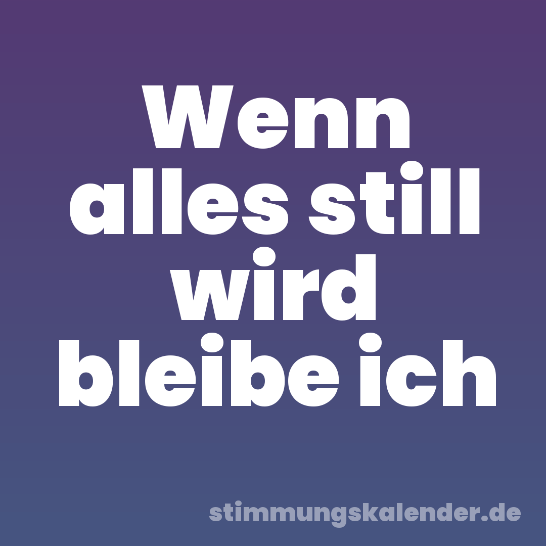 Wenn alles still wird bleibe ich