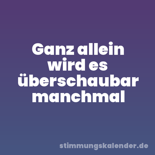 Ganz allein wird es überschaubar manchmal
