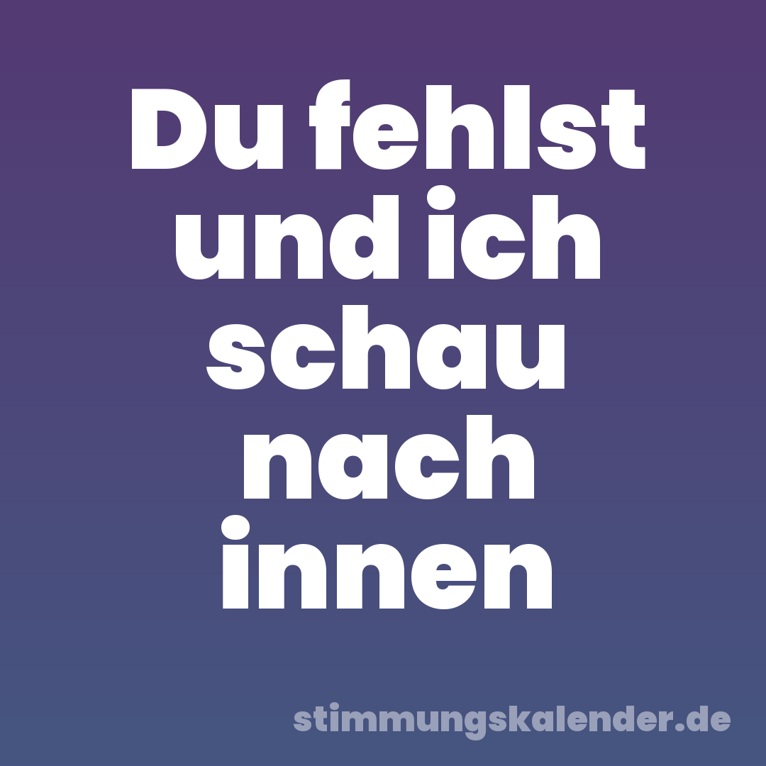 Du fehlst und ich schau nach innen