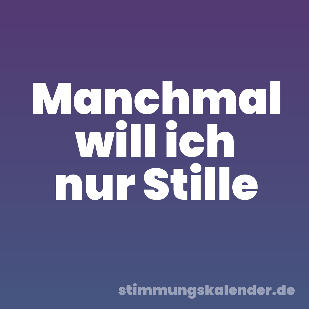 Manchmal will ich nur Stille