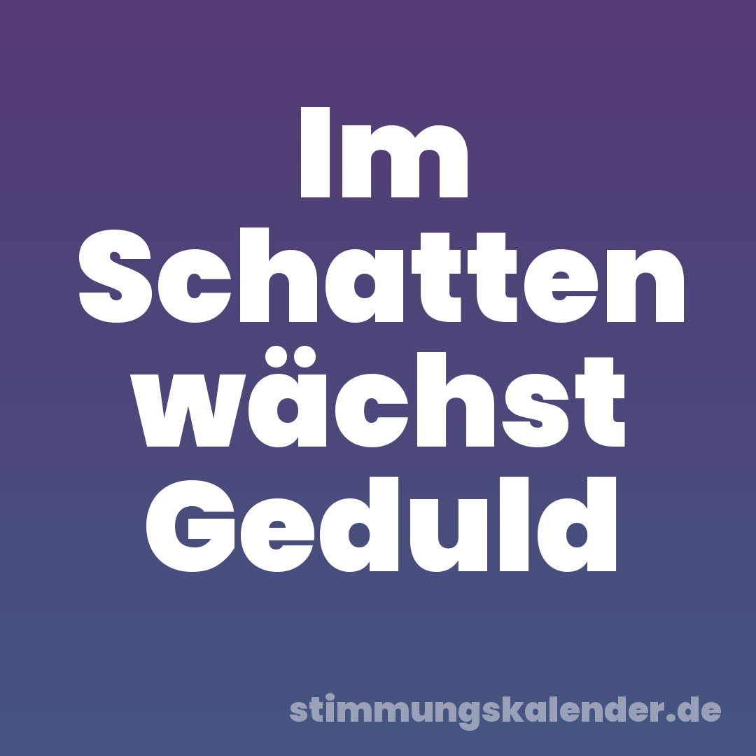 Im Schatten wächst Geduld