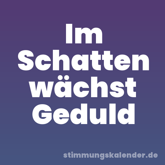 Im Schatten wächst Geduld