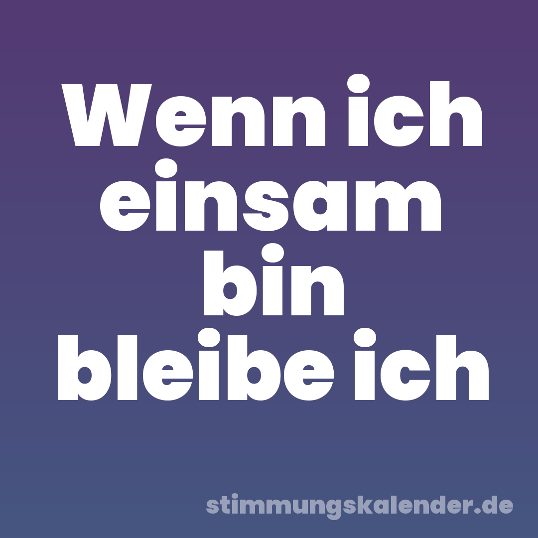 Wenn ich einsam bin bleibe ich
