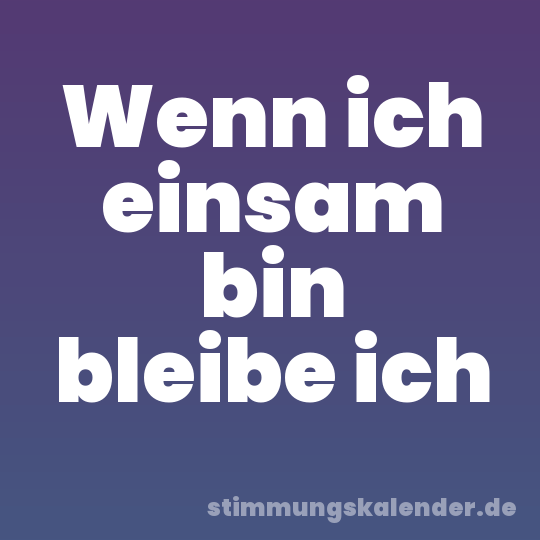 Wenn ich einsam bin bleibe ich