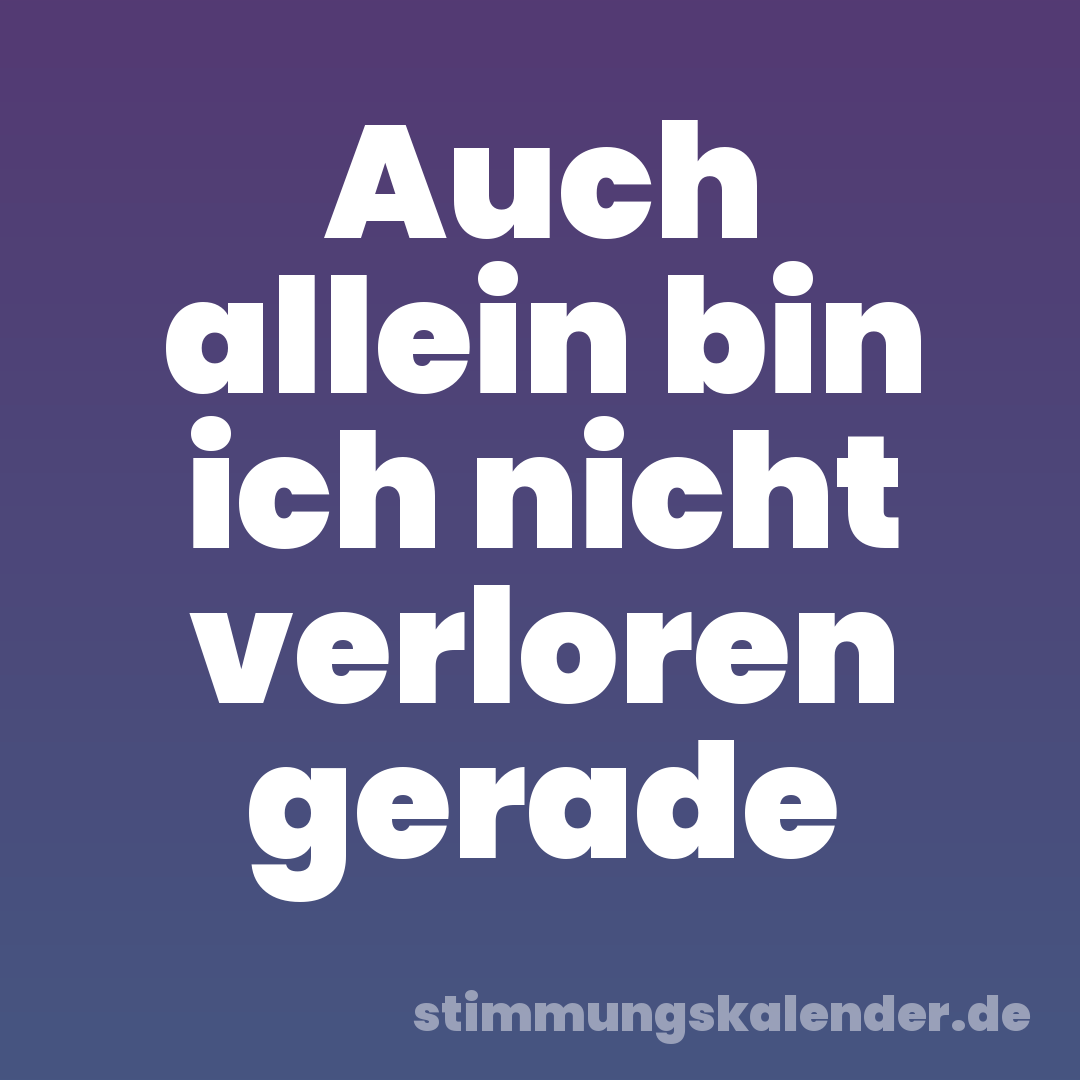 Auch allein bin ich nicht verloren gerade