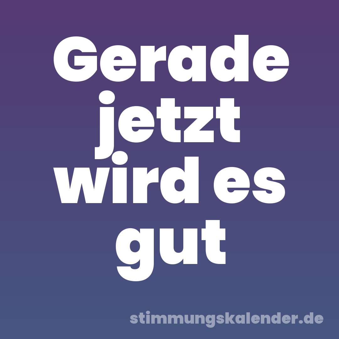 Gerade jetzt wird es gut