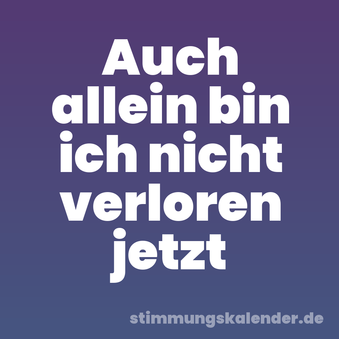 Auch allein bin ich nicht verloren jetzt