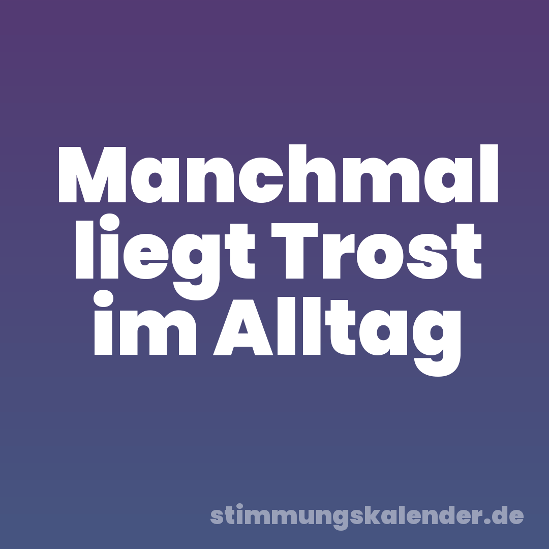 Manchmal liegt Trost im Alltag