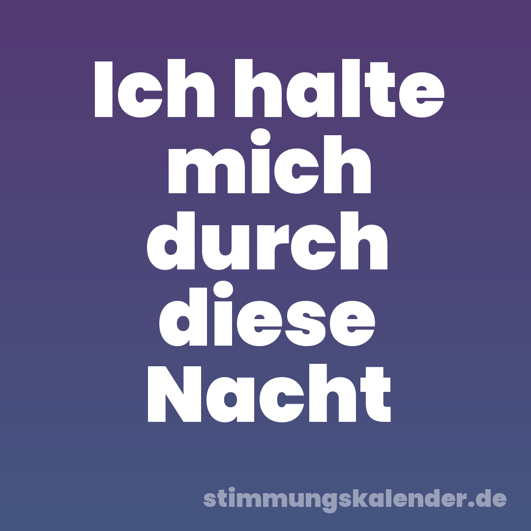 Ich halte mich durch diese Nacht