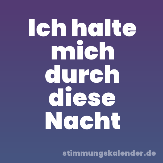 Ich halte mich durch diese Nacht