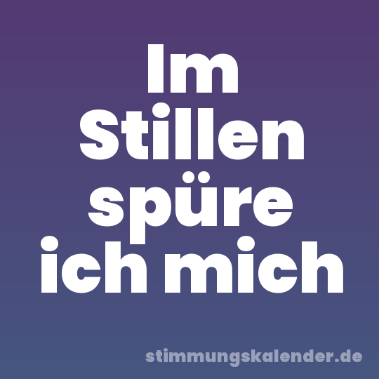 Im Stillen spüre ich mich