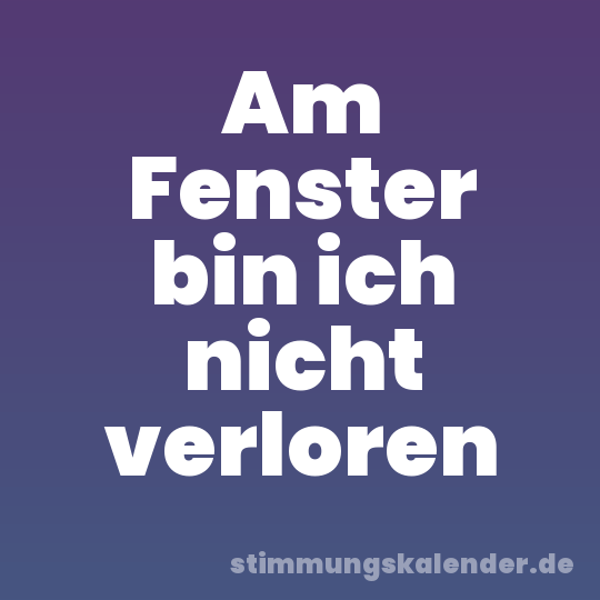 Am Fenster bin ich nicht verloren