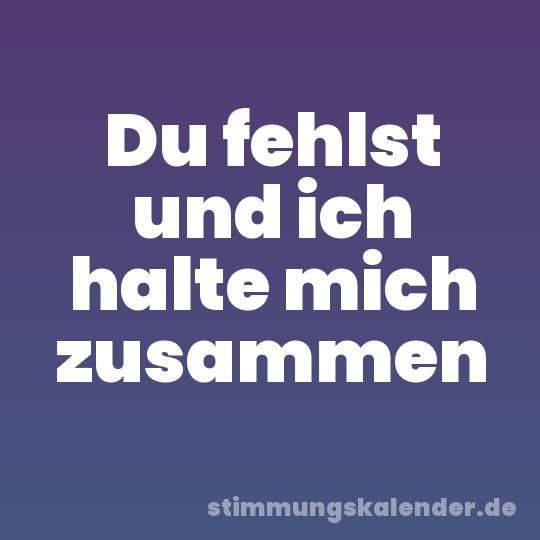 Du fehlst und ich halte mich zusammen