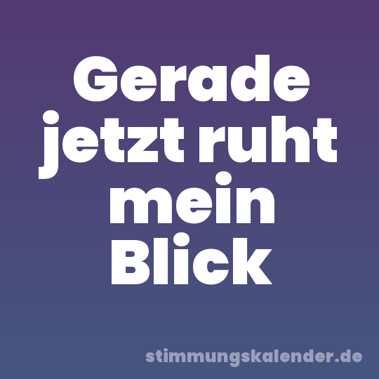 Gerade jetzt ruht mein Blick
