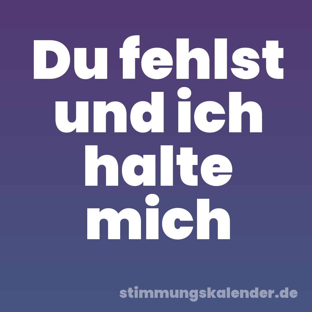 Du fehlst und ich halte mich