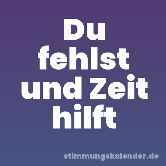 Du fehlst und Zeit hilft