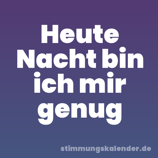 Heute Nacht bin ich mir genug