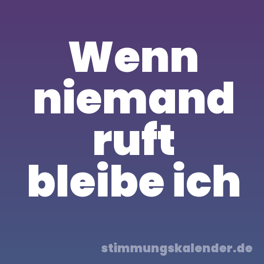 Wenn niemand ruft bleibe ich