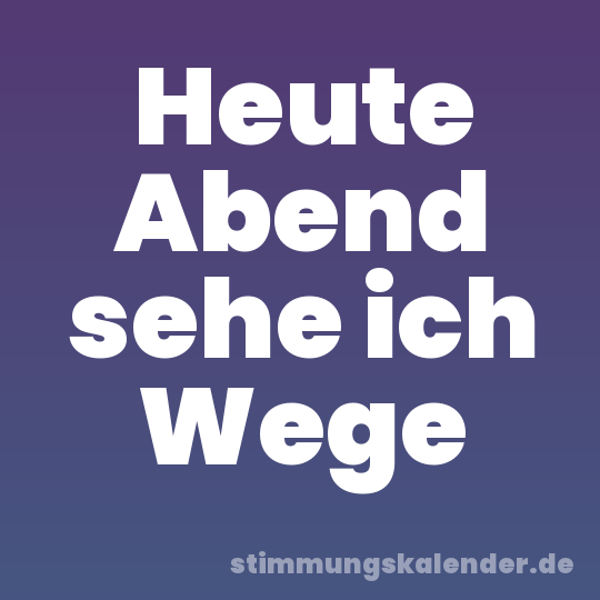 Heute Abend sehe ich Wege