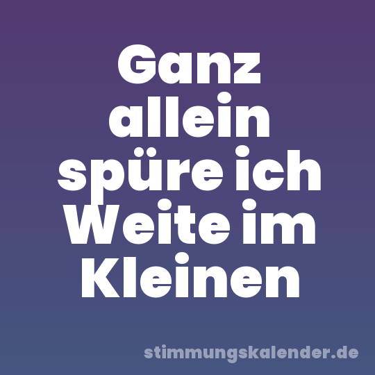 Ganz allein spüre ich Weite im Kleinen