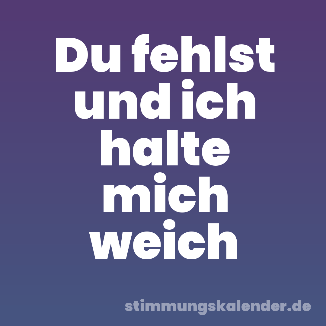 Du fehlst und ich halte mich weich
