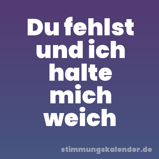 Du fehlst und ich halte mich weich