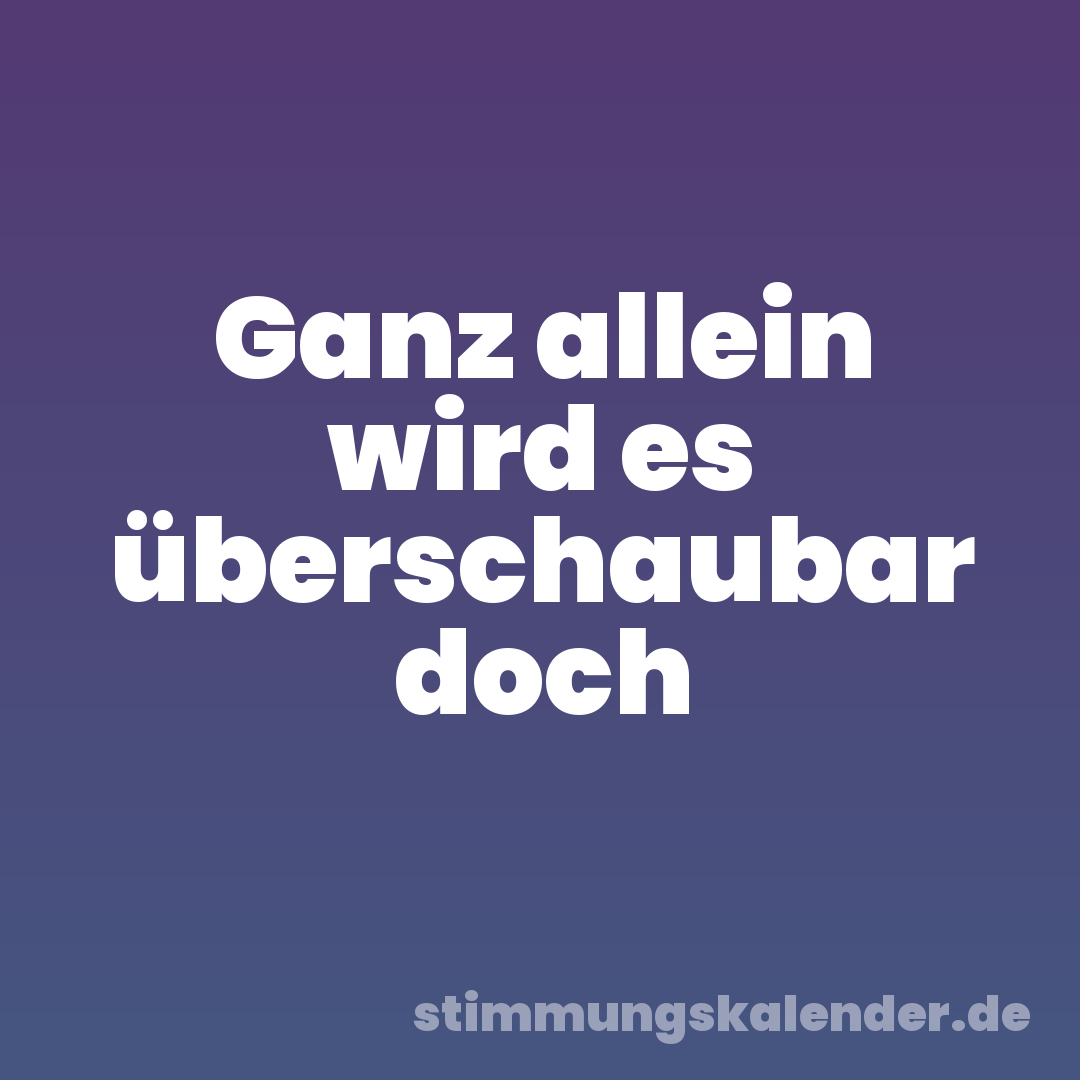 Ganz allein wird es überschaubar doch