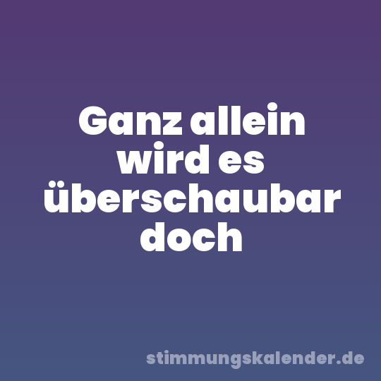 Ganz allein wird es überschaubar doch