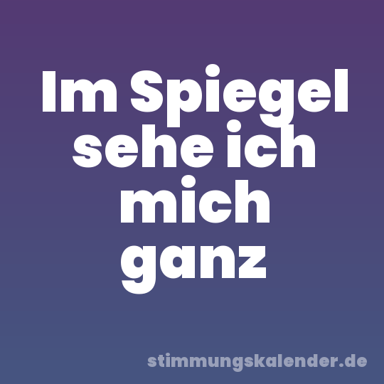 Im Spiegel sehe ich mich ganz