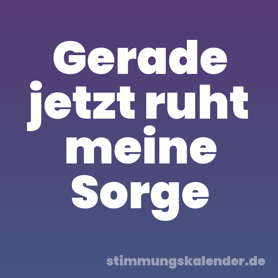 Gerade jetzt ruht meine Sorge