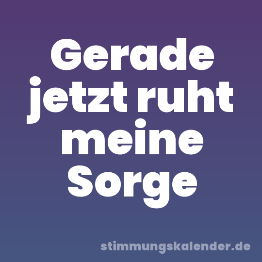 Gerade jetzt ruht meine Sorge
