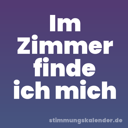 Im Zimmer finde ich mich