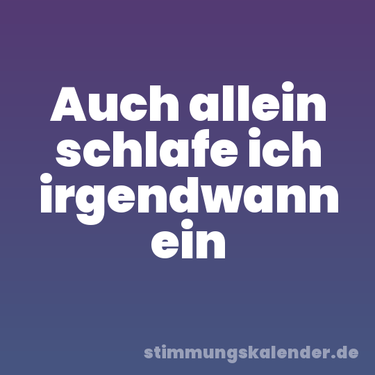 Auch allein schlafe ich irgendwann ein