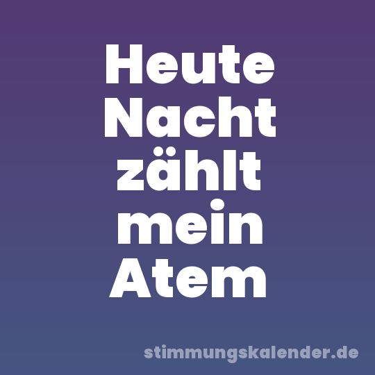 Heute Nacht zählt mein Atem