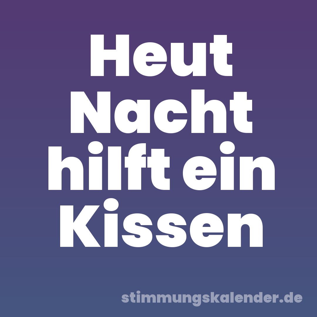Heut Nacht hilft ein Kissen