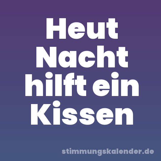 Heut Nacht hilft ein Kissen