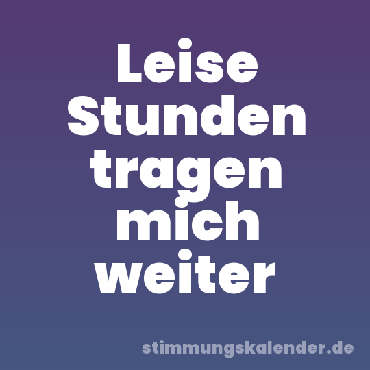 Leise Stunden tragen mich weiter