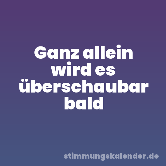 Ganz allein wird es überschaubar bald