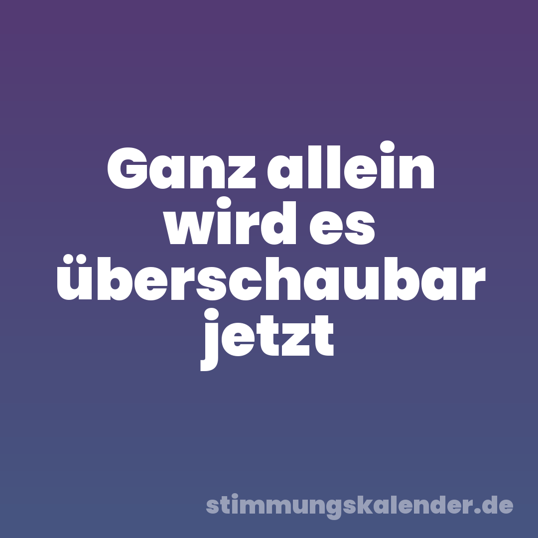 Ganz allein wird es überschaubar jetzt