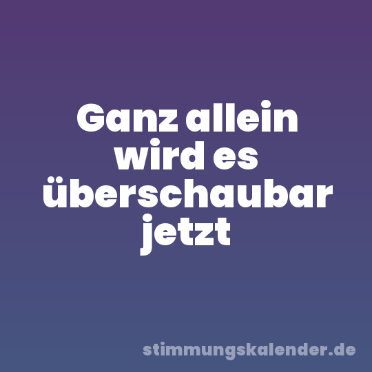 Ganz allein wird es überschaubar jetzt