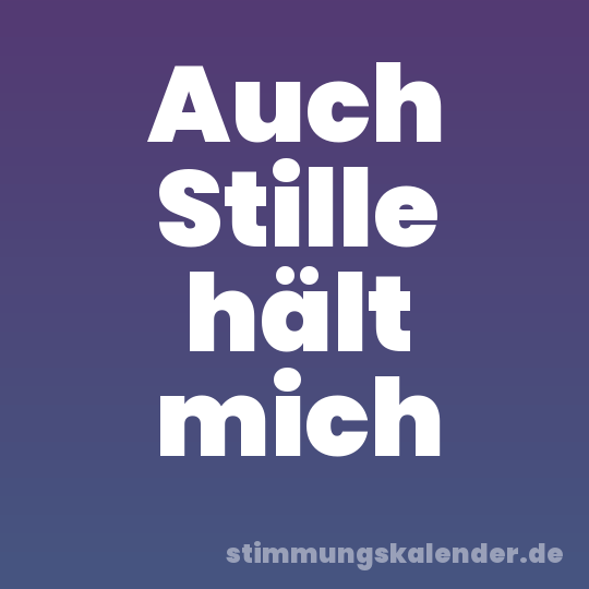 Auch Stille hält mich