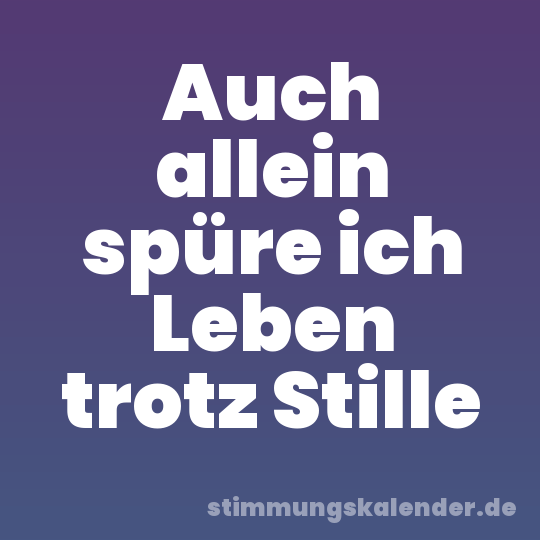 Auch allein spüre ich Leben trotz Stille