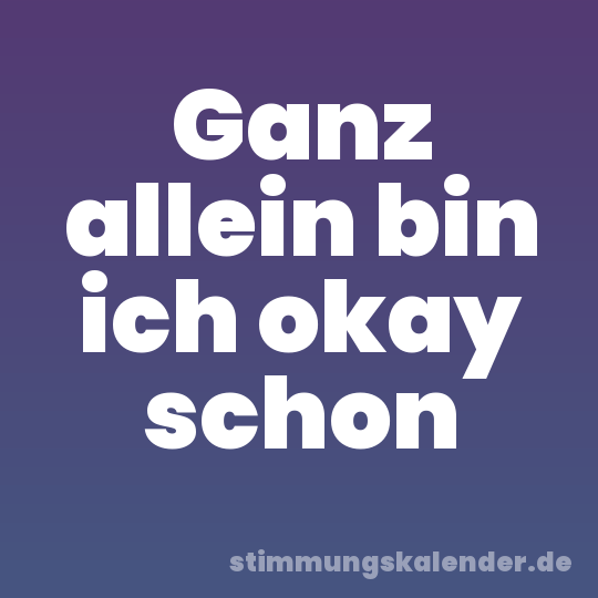 Ganz allein bin ich okay schon