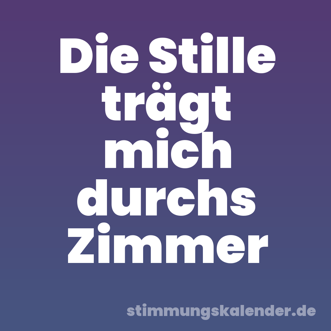 Die Stille trägt mich durchs Zimmer