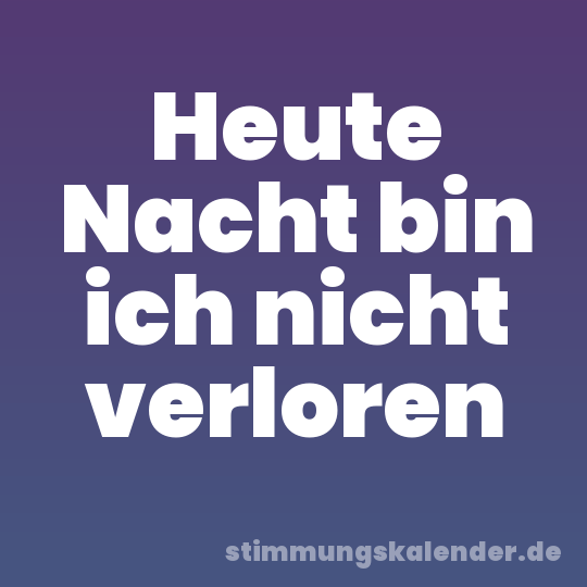 Heute Nacht bin ich nicht verloren