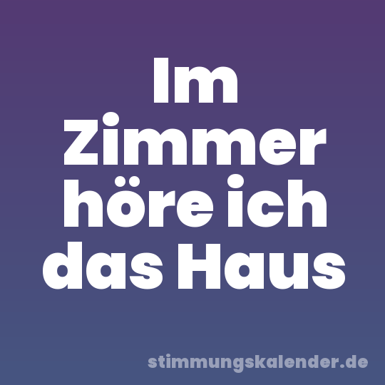 Im Zimmer höre ich das Haus