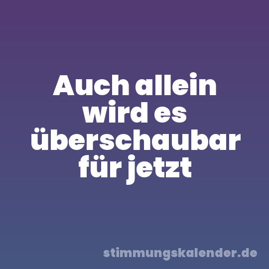 Auch allein wird es überschaubar für jetzt