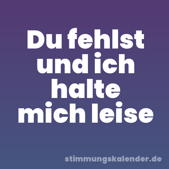 Du fehlst und ich halte mich leise