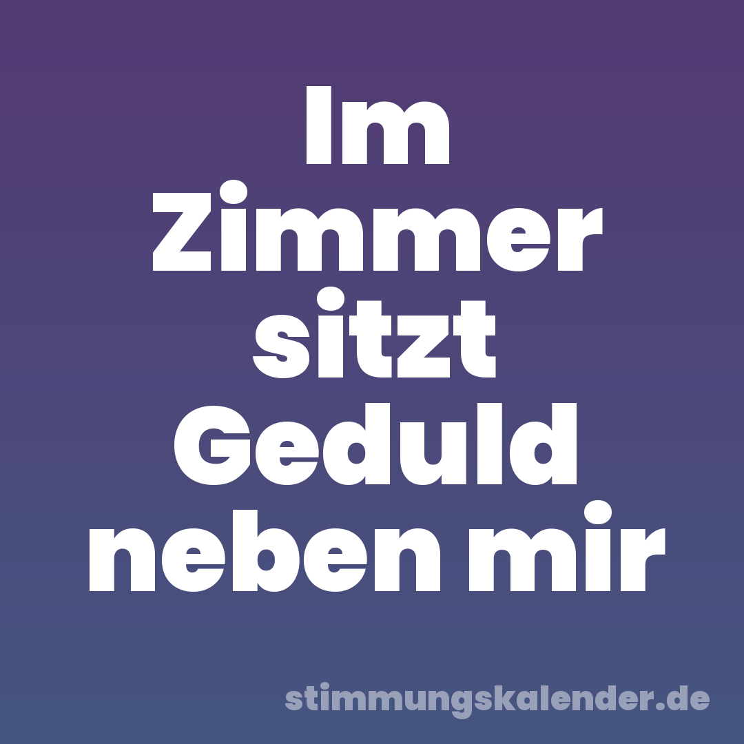 Im Zimmer sitzt Geduld neben mir